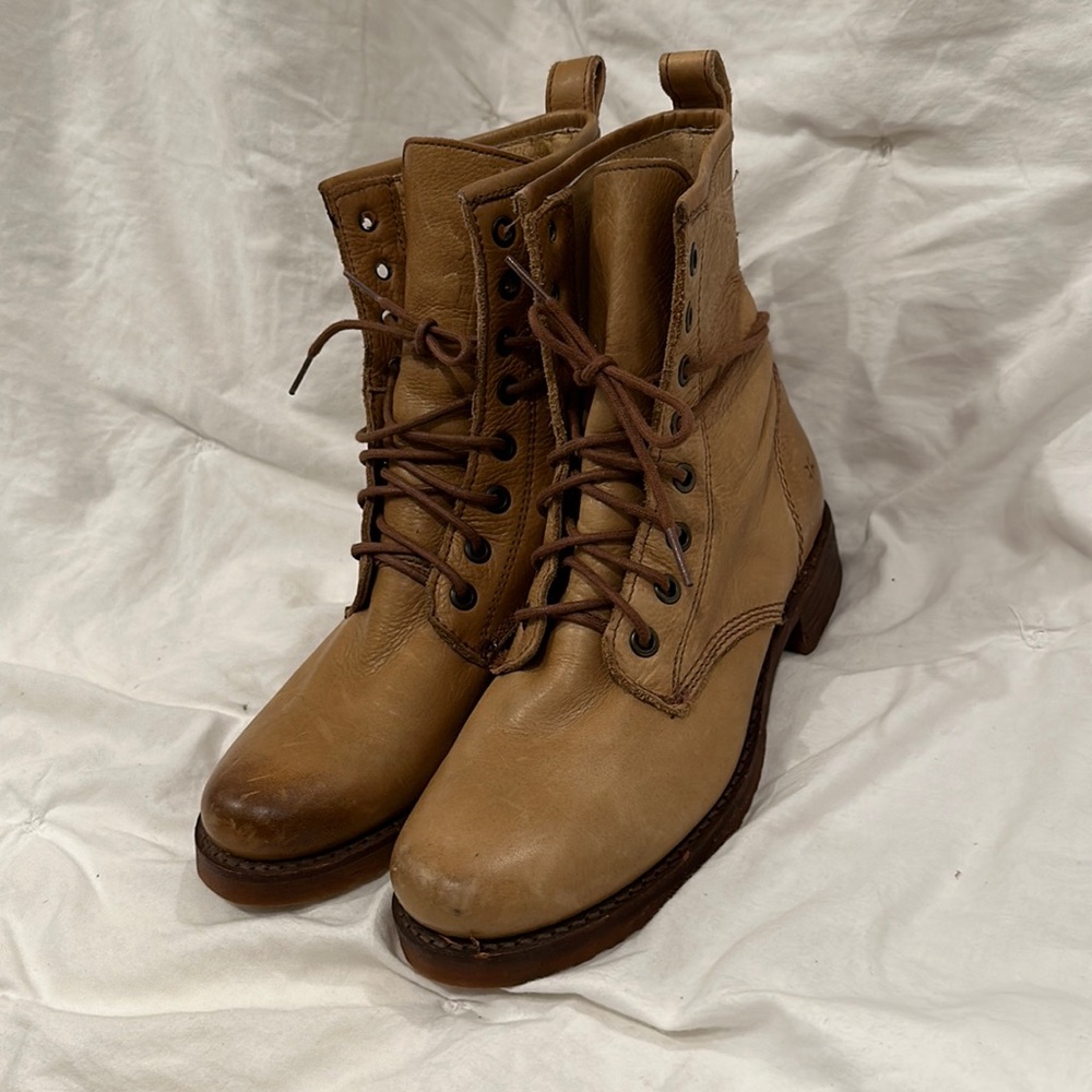 Frye Brown Leather Combat Boots sz6
